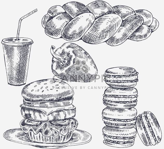 sketch tasty hamburgers in vintage style - vector #135175 gratis