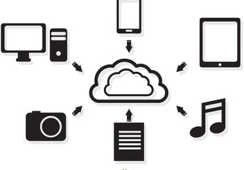 Cloud Computing Concept In Black And White Vector - vector gratuit #140885 