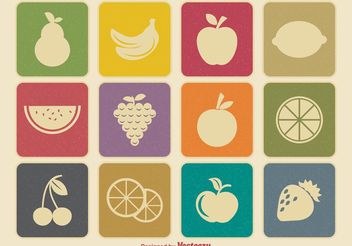 Retro Fruit Icons - vector gratuit #141185 
