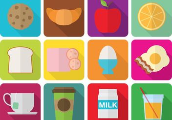 Flat Breakfast Icons - Free vector #142525