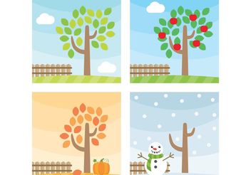 Seasonal Tree Vectors - Kostenloses vector #147895