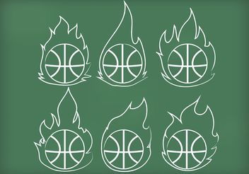 Outline Basketball on Fire Vectors - Free vector #148315