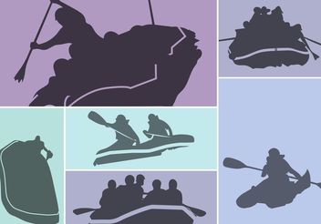 River Rafting Silhouette Vector Set - Free vector #149165