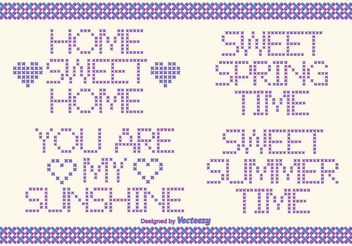Cross Stitch Vector Style Text Labels - Free vector #149585