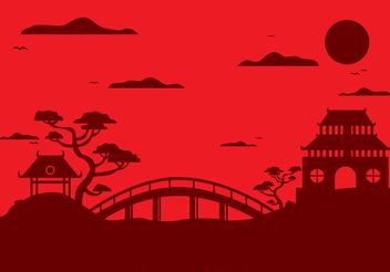 Chinese Temple Landscape Vector Background - vector #150125 gratis