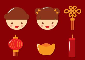 Flat Chinese Lunar New Year Icons Vector - vector #150205 gratis