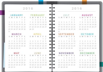 Calendar Notebook 2016 - vector gratuit #152315 