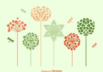 Spring Flowers Silhouettes - Free vector #153095