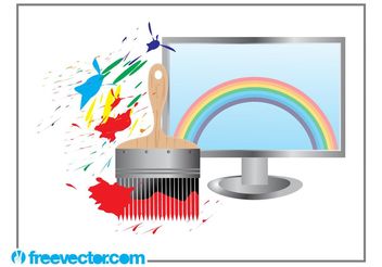 Rainbow Computer Screen - vector gratuit #153595 