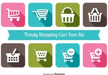 Trendy Shopping Cart Icon Set - Kostenloses vector #153865