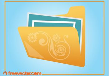 Folder With Flowers - vector gratuit #154005 