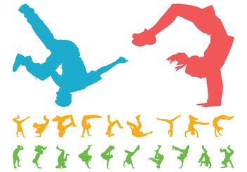Breakdancers Silhouettes Set - vector gratuit #156365 