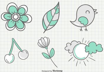 Sketchy Summer Garden Illustrations - vector gratuit #156795 