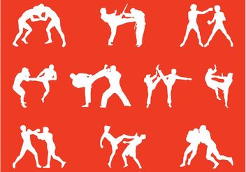 Wrestling People Silhouettes - Kostenloses vector #158025