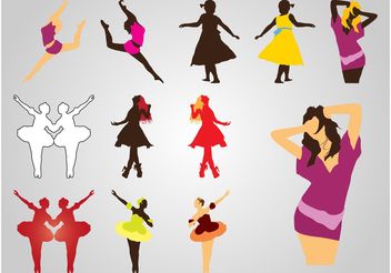 Dancing Girls Silhouettes - vector gratuit #160845 