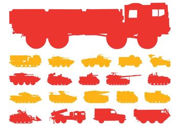 Military Vehicles Silhouettes - vector #161985 gratis