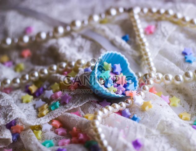 Vanilla still life with pearls and glitter - Free image #187185