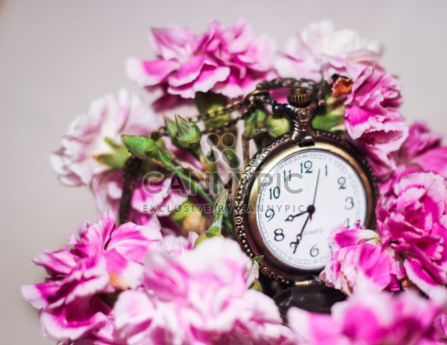 beautiful pink bouquet with a watch - image #187205 gratis