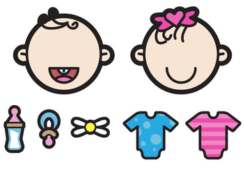 Two Cute Twin Babies Illustration - Free vector #200855