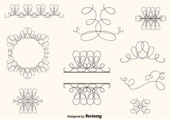 Hand Drawn Curly Swirl Vector Set - бесплатный vector #201195