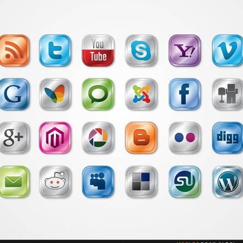 Free Vector Glossy Social Media Icon Pack - Free vector #202495