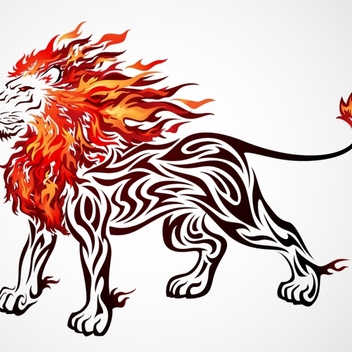Free Lion Vector On Fire - vector gratuit #202565 