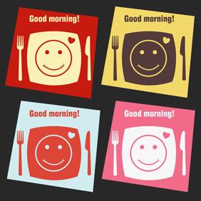 Free Vector Of The Day #89: Breakfast Cards - vector gratuit #203945 