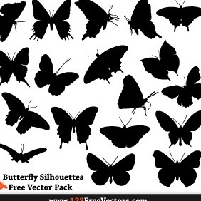 Free Butterfly Silhouette Vector Pack - vector gratuit #206095 
