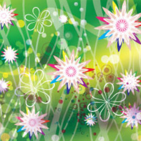 Colored Flower In Retro Green Background - vector #207345 gratis