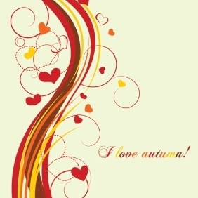 Autumn Swirl With Hearts - Free vector #213405