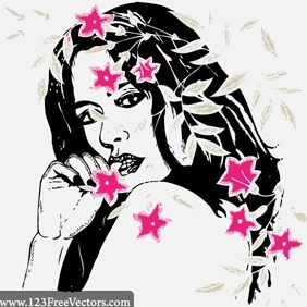 Women With Flowers Vector - Free vector #216295