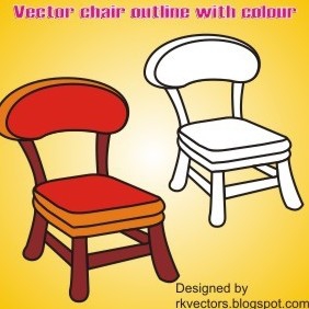 Vector Outline Chair With Colour - vector gratuit #219135 