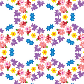 Floral Honeycomb Pattern - vector gratuit #220285 