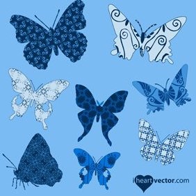 Butterflies Patterns Vector Pack - vector gratuit #221495 