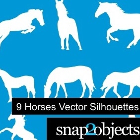 9 Horses Vector Silhouettes - Free vector #222345