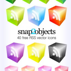 40 Translucent 3D Look Rss Vector Icons - Free vector #223825