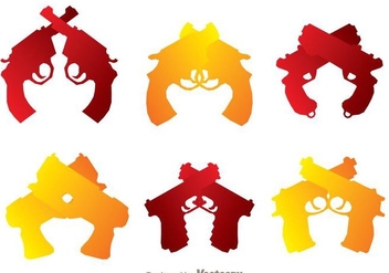 Crossed Hand Guns Icons - бесплатный vector #264585