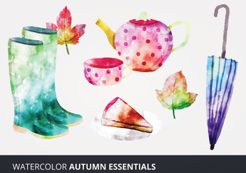 Watercolor Autumn Essentials Vectors - vector gratuit #273245 