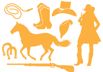 Cowgirl Silhouette Vectors - Free vector #274085