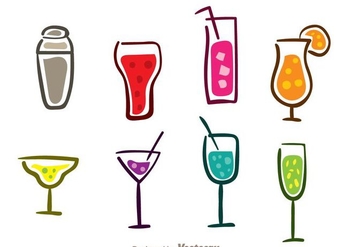 Colorful Cocktail Icons - Free vector #274375