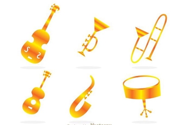 Musical Instrument Gold Icons - Free vector #298005