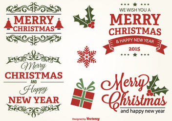 Typographic Christmas Label Set - vector gratuit #301805 