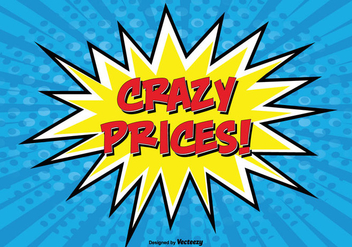 Comic Style Promotional ''Crazy Prices'' Illustration - бесплатный vector #302155