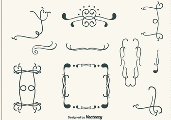 Hand Drawn Curly Swirl Vector Set - vector gratuit #302225 