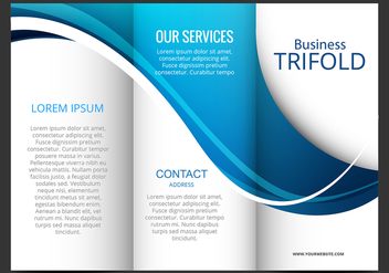 Template design of blue wave trifold brochure - vector gratuit #303615 