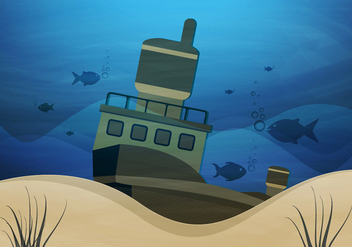 Sunken Ship Underwater Vector - Kostenloses vector #305145