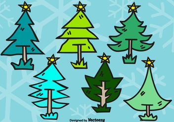 Doodle christmas trees - vector gratuit #305515 