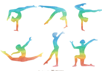 Gymnast Rainbow Silhouette Icons - Free vector #305575