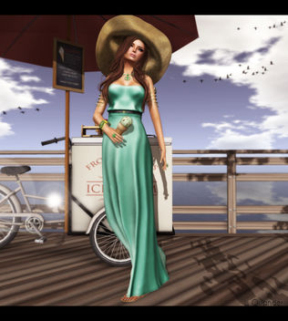 Baiastice_Hina Maxi dress-light emerald for FaMESHed & -Belleza- Ashley Summerfest SK 2 for Summerfest 13 & what next Sandbridge Ice Cream Cart - Red - бесплатный image #315585