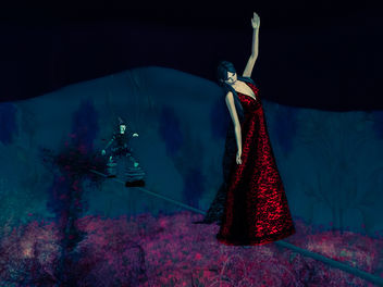 The tightrope walker in elegant red dress - image #325775 gratis